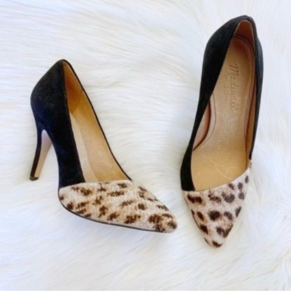 Black and Leopard Pointed-Toe Pump - Women